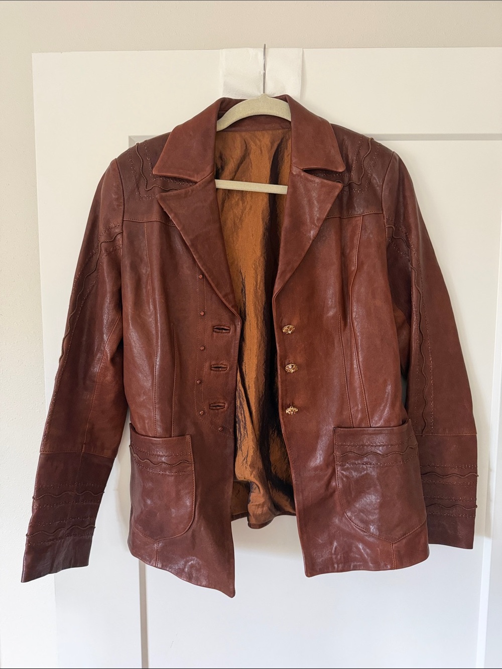 Anna Rust Brown Leather Blazer Jacket